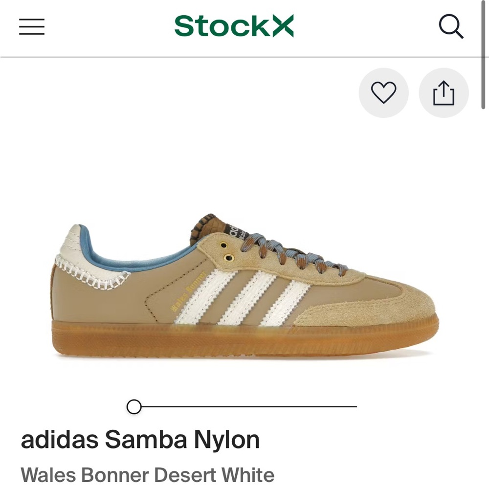 Wales Bonner Samba Nylon Sneakers - Tan and White
